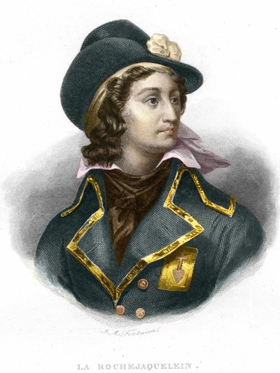 La Rochejaqueleinin (tai Verger de La Rochejacqueleinin) kreivin Henri du Vergierin muotokuva (1772-1794), General Vendeenin kaiverrus vuodelta 1854 tekijältä Unknown artist