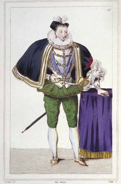 Henry III:n (1551-1589), Ranskan kuninkaan muotokuva. kaiverrus vuodelta 1830 tekijältä Unknown artist