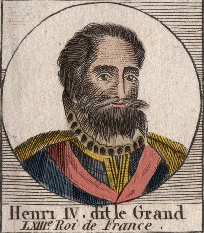 Henry IV:n (1553-1610) Ranskan kuninkaan muotokuva - Henry IV:n (1553-1610) Ranskan kuninkaan muotokuva - kaiverrus Charles Constant Le Tellierin kirjasta "Instruction sur l