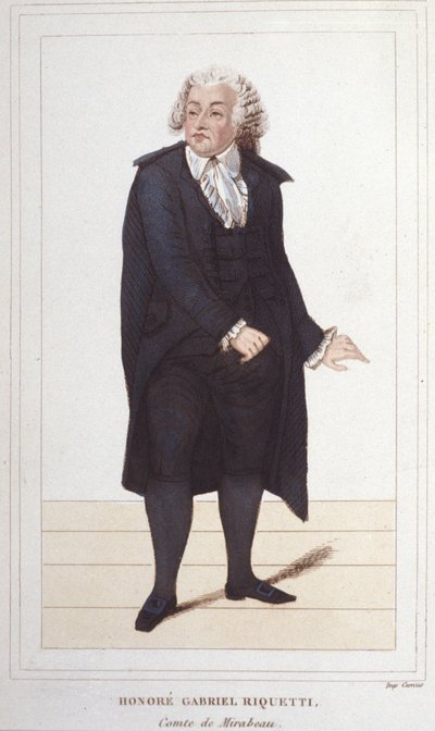 Honore Gabrielin (Honore-Gabriel) Riquetin, Mirabeaun jaarlin (1749-1791), ranskalaisen poliitikon muotokuva. kaiverrus vuodelta 1830 tekijältä Unknown artist
