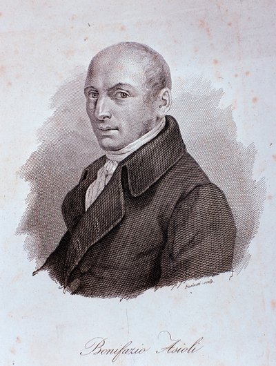 Italialaisen säveltäjän Bonifazio Asiolin (1769-1832) muotokuva Kaiverrus. 1800-luvulla. Milano, konservatorion kirjasto tekijältä Unknown artist