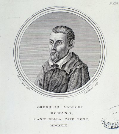 Italialaisen säveltäjän Gregorio Allegrin (1582-1652) muotokuva Kaiverrus. 1629. Bologna, kansalaisbibliografinen museo tekijältä Unknown artist