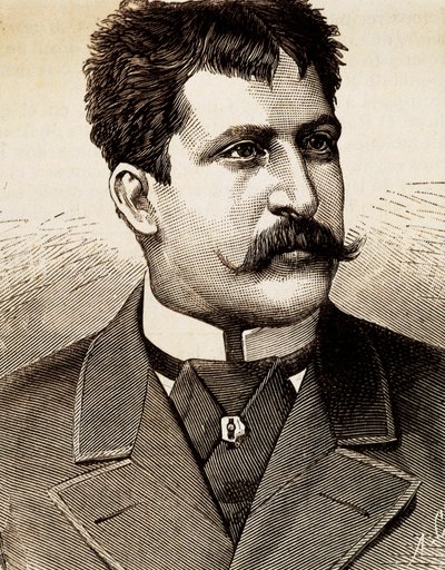 Italialaisen lyyrisen laulajan Mattia Battistinin (1857-1928) muotokuva. Kaiverrus 1800-luvulta. tekijältä Unknown artist