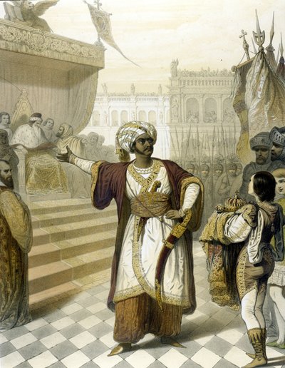 Gioacchino Rossinin muotokuva italialaisesta tenorista Giovanni Battista Rubinista (1794 - 1854) Otelossa. tekijältä Unknown artist