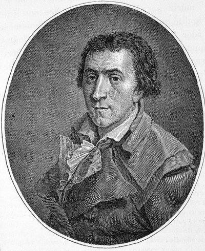 Jacques Pierre Brissot dit Brissot de Warville (1754-1793), ranskalaisen toimittajan ja poliitikon muotokuva. Hän perusti Friends of Blackin seuran, joka tuki orjuuden poistamista. Kaiverrus 1800-luvulta. tekijältä Unknown artist