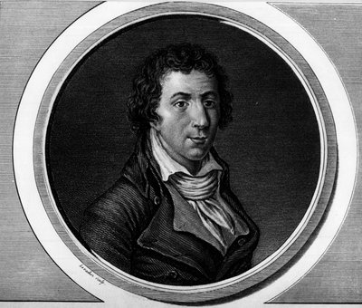 Jacques Pierre Brissot dit Brissot de Warvillen (1754-1793), kansalliskokouksen varajäsenen muotokuva. Kaiverrus "" Täydellinen kokoelma Ranskan vallankumouksen historiallisia maalauksia, kolme osaa.""" 1804. tekijältä Unknown artist