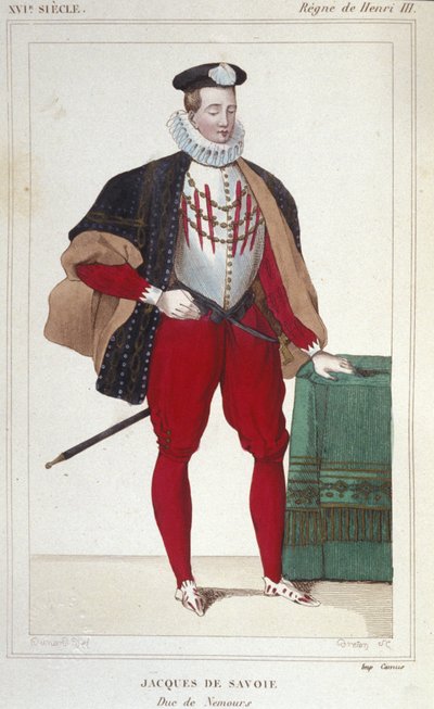 Jacques de Savoie Nemoursin (1531-1585), Geneven kreivin ja Nemoursin herttuan muotokuva vuosina 1533-1585. Kaiverrus vuodelta 1830. tekijältä Unknown artist