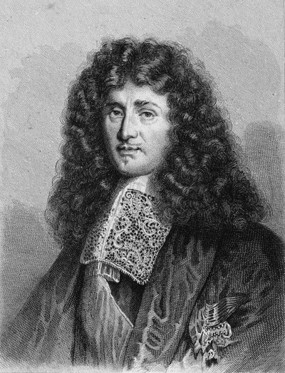 Jean Baptiste (Jean-Baptiste) Colbertin (1619-1683), ranskalaisen poliitikon muotokuva - Lavalléen "Histoire des Français" -kirjassa, kaiverrus, sd. tekijältä Unknown artist