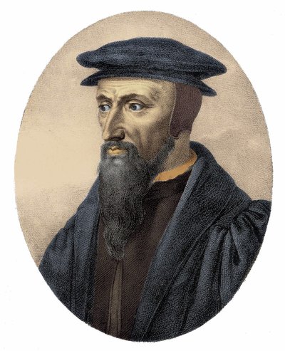 Muotokuva Jean Calvinista (1509 - 1564) - kaiverrus tekijältä Unknown artist