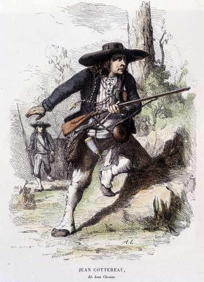 Muotokuva Jean Cottereausta, dit Jean Chouan (1757-1794), Ala-Mainen vuonna 1793 järjestetyn kapinan johtaja - kaiverrus tekijältä Unknown artist