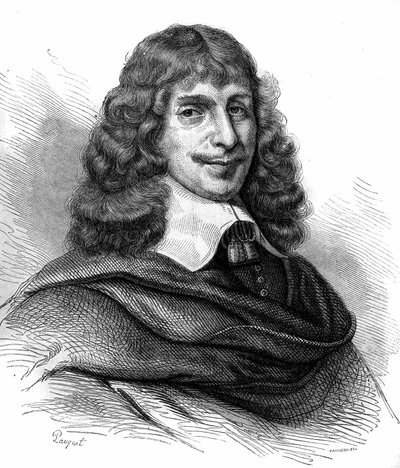 Muotokuva Jean Francois Sarasinista (Sarrazin, Sarazin) (1614-1654), ranskalaisesta kirjailijasta. Kaiverrus vuodelta 1870. tekijältä Unknown artist