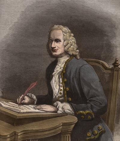 Muotokuva Jean Philippe Rameausta (1683-1764) - Jean-Philippe (Jean Philippe) Rameau (1683-1764), ranskalaisen säveltäjän muotokuva - kaiverrus maineikkaassa viikkolehdessä "La musique populaire" - 1882 tekijältä Unknown artist