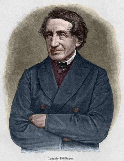 Muotokuva Johann Joseph Ignaz von Dollingerista (1799 - 1890), Alllemand-pappi ja kirkkohistorian professori. Kaiverrus 1800-luvulta. tekijältä Unknown artist