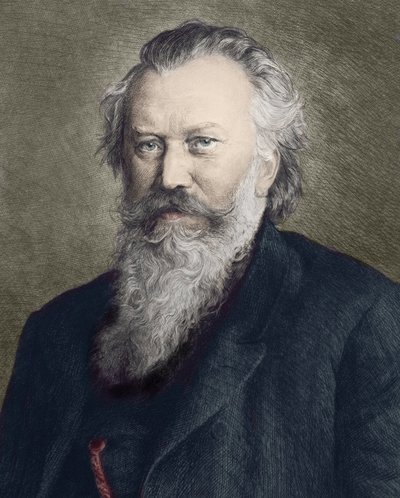 Johannes Brahmsin (1833 - 1897), saksalaisen säveltäjän, pianistin ja kapellimestari muotokuva - tekijältä Unknown artist