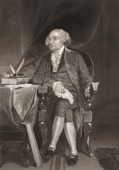 Muotokuva John Adamsista (1735-1826), amerikkalainen valtiomies ja Yhdysvaltain toinen presidentti. Kaiverrus 1800-luvulta tekijältä Unknown artist