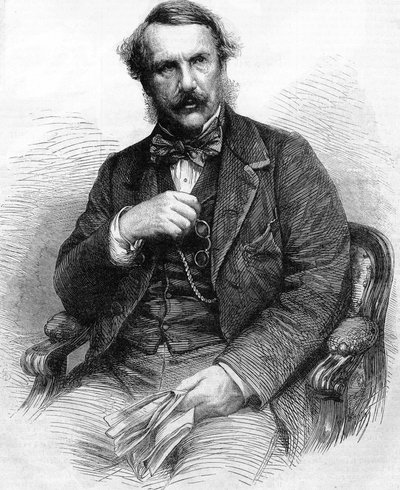John Laird Mair Lawrencen muotokuva. brittiläinen hallintovirkamies (1811-1879). Englannin Intian kuvernööri; Kaiverrus 1864. tekijältä Unknown artist