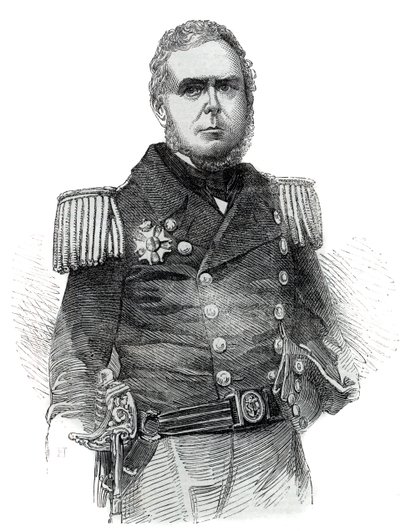 John Pascoe Grenfellin (1800-1869) laivaston upseerin ja Brasilian imperiumin diplomaatin muotokuva - Kaiverrus 1852 tekijältä Unknown artist