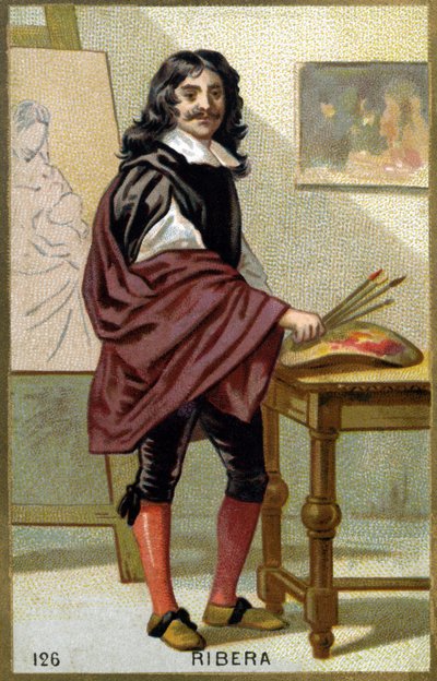 Muotokuva Jose de Ribera dit il Spagnolettosta "" espanjalainen"" (1591-1652), espanjalainen taidemaalari ja kaivertaja - 1800-luvun kromolitografia tekijältä Unknown artist