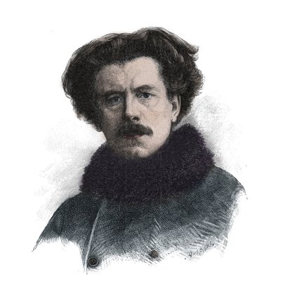 Englannin runoilijan Joseph Auguste Maurice Rollinatin (1846 -1903) muotokuva - kaiverrus tekijältä Unknown artist