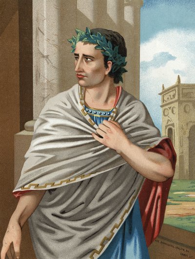 Julius Caesarin muotokuva latinaksi Caius Julius Caesar valtiomies ja roomalainen kenraali (Rooma, v. 101 - Id., 44 eKr.). Barcelona 1877. tekijältä Unknown artist