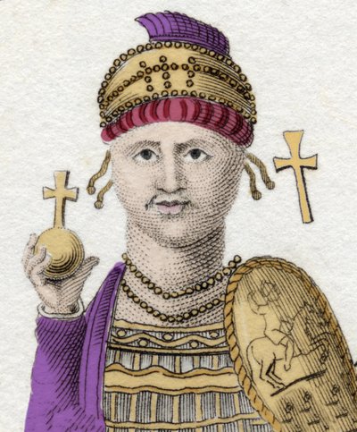Justinianus I:n (Suuri) muotokuva (Flavius Petrus Sabbatius Justinianus).482 - 565. Idän Rooman keisari. tekijältä Unknown artist