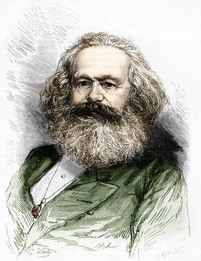 Sosialismin teoreetikon ja saksalaisen vallankumouksellisen Karl Marxin (1818-1883) muotokuva. tekijältä Unknown artist