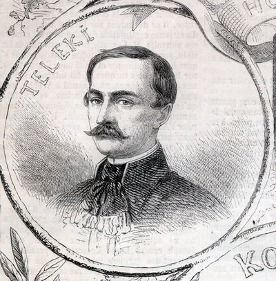 Laszlo Telekin (1811-1861), unkarilaisen kirjailijan ja poliitikon muotokuva - Kaiverrus "" The Illustrous World"" tekijältä Unknown artist