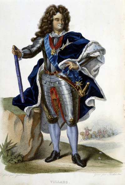 Muotokuva Louis Claude Hectorista Villarsin herttuasta, Ranskan marsalkasta (1653-1734) - teoksessa "" Le Plutarque francais", toim. Langlois, Pariisi tekijältä Unknown artist