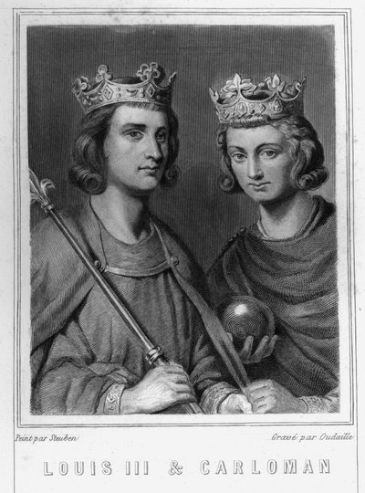 Ludvig III:n (n. 863 - 882), Ranskan kuninkaan ja Carlomanin (? - 884), Ranskan kuninkaan muotokuva tekijältä Unknown artist