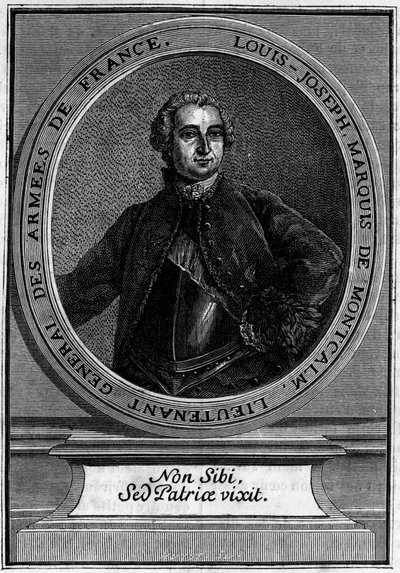 Louis Joseph Marquis de Montcalmin (1712-1759) muotokuva Ranskan Armeesin kenraaliluutnantista, kuuluisa Quebecin valloituksesta. tekijältä Unknown artist