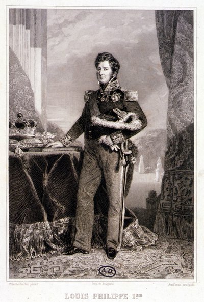 Ranskan kuninkaan Louis Philippe 1:n muotokuva - kaiverrus tekijältä Unknown artist