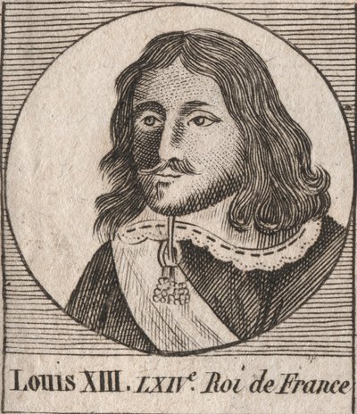 Ludvig XIII Vanhurskaan (1601-1643) Ranskan kuninkaan muotokuva - Ludvig XIII, Ranskan kuningas 1610-1643 - kaiverrus Charles Constant Le Tellierin kirjoituksesta "Instruction sur l