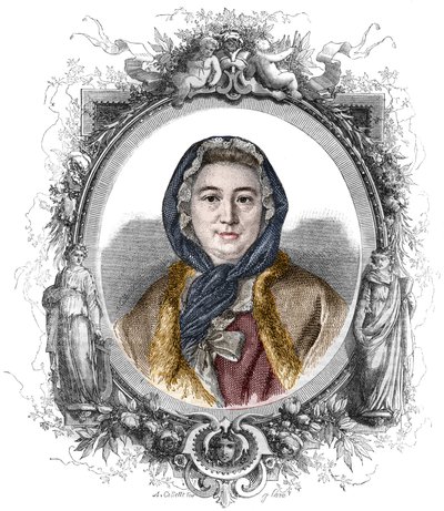 Madame Geoffrinin muotokuva, s. Marie Therese (Marie-Therese) Rodet (1699-1777) - Kaiverrus vuodelta 1858 tekijältä Unknown artist