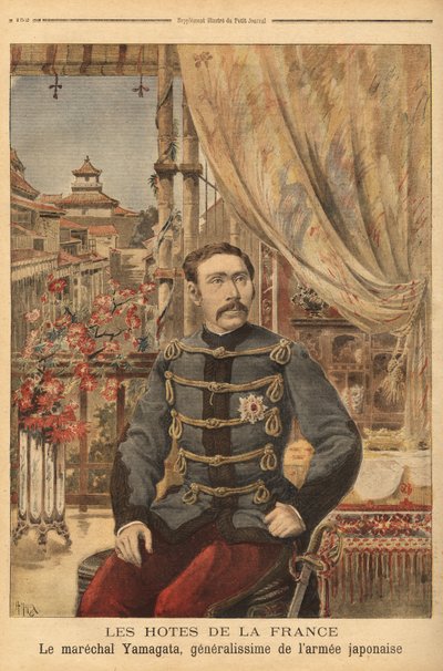 Japanilaisen sotilaan ja poliitikon Marechal Yamagata Aritomon (1838-1922) muotokuva. Hän komensi Japanin ensimmäistä armeijaa sodan aikana Kiinaa vastaan vuonna 1894. Kaiverrus ”” Le petit journal”” 10.5.1896. Selvan kokoelma. tekijältä Unknown artist