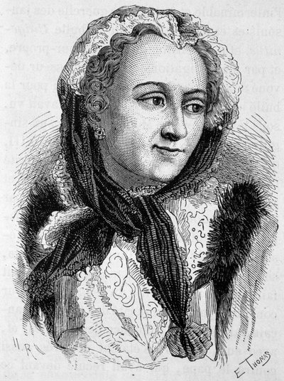 Muotokuva Marie Leszczynskasta (1703 - 1768). Kaiverrus 1800-luvun lopusta H. Martinin teokseen "Histoire de France". tekijältä Unknown artist