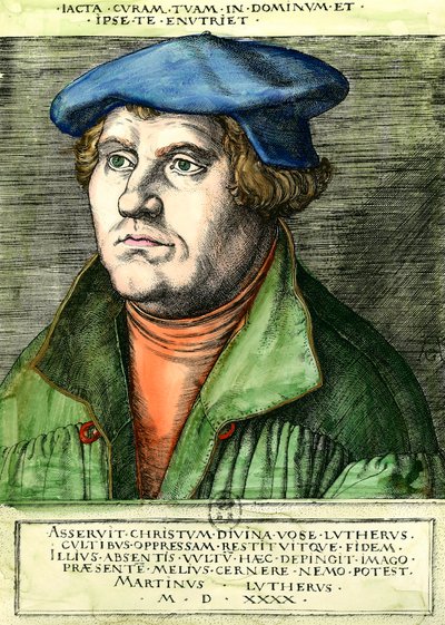 Martin Lutherin (1483-1546) muotokuva saksalainen uskonnollinen uudistaja Kaiverrus 1500-luvulta Yksityinen kokoelma tekijältä Unknown artist