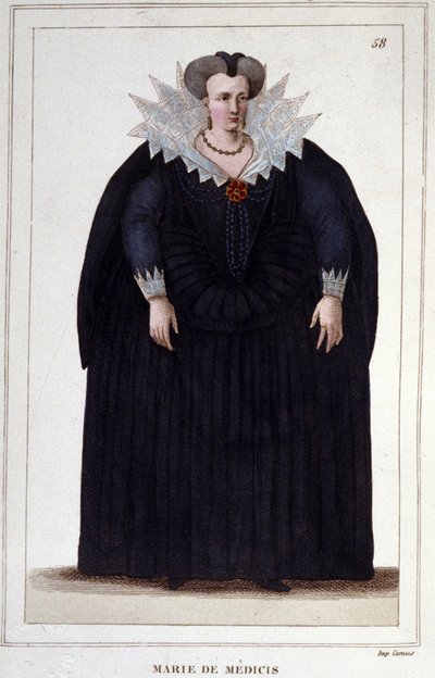 Muotokuva Maria Medicistä (1573 - 1642), Henrik IV:n vaimo ja Ludvig XIII:n äiti. Kaiverrus vuodelta 1830 tekijältä Unknown artist