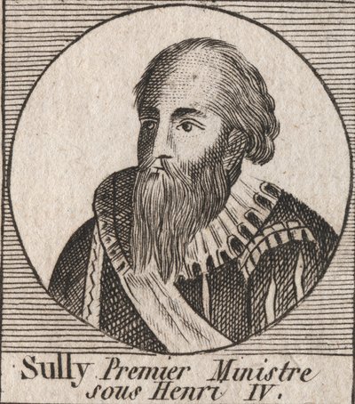 Muotokuva Maximilian of Bethunesta (1559-1641), Sullyn herttua, ministeri Henrik IV - Maximilian of Bethune, Sullyn ensimmäinen herttua, uskollinen oikea käsi, joka auttoi Ranskan kuningasta Henrik IV:tä - kaiverrus "Instruction sur l