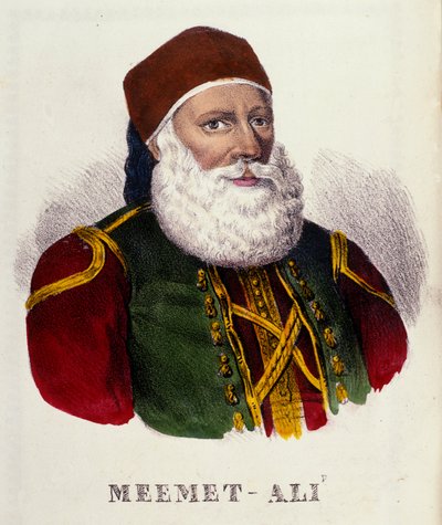 Egyptin varakuninkaan Mehemet Alin (tai Mehemet-Alin) (1769-1849) muotokuva vuonna 1803. Kaiverrus 1800-luvulta tekijältä Unknown artist