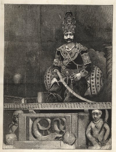 Nasser Ed Dinin (1831-1896), Persian shaahin (Iran) muotokuva. Myös Nasseredin Shah, Nasserer-al-Din Shah Qajar, Nasser al-Din Shah Qajar, Nasiruddin Shah - (1831-1896) - 1873 tekijältä Unknown artist