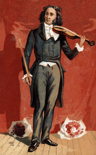 Italian viulistin Nicolo Paganinin (1782 - 1840) muotokuva. tekijältä Unknown artist