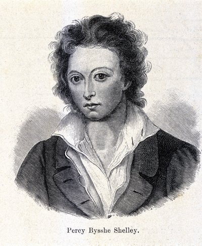 Percy Bysshe Shelleyn muotokuva, brittiläinen runoilija (1792-1822). tekijältä Unknown artist