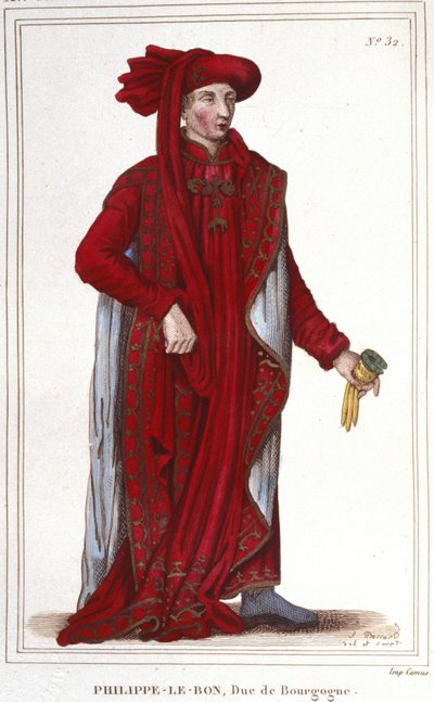 Muotokuva Philip III Hyvästä (1396-1467), Burgundin herttua, kaiverrus vuodelta 1830 tekijältä Unknown artist