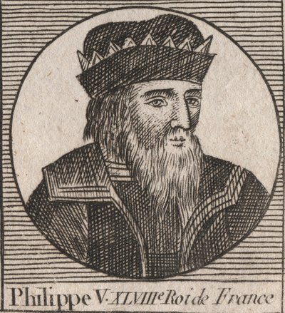 Philip V Pitkän (1294 - 1322), Ranskan kuninkaan muotokuva - Philippe V (1294-1322) "Puhu" - kaiverrus Charles Constant Le Tellierin kirjasta "Ohjeet Ranskan historiaan" 1821 tekijältä Unknown artist