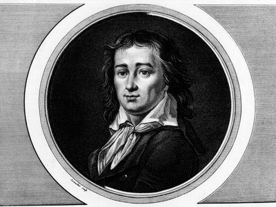 Pierre Gaspard Chaumette (1763-1794), ranskalaisen poliitikon muotokuva. Kaiverrus "" Täydellinen kokoelma Ranskan vallankumouksen historiallisia maalauksia, kolme osaa.""" 1804. tekijältä Unknown artist