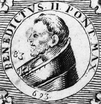 Paavi Benedictus II:n muotokuva. Kaiverrus 1800-luvulta. tekijältä Unknown artist
