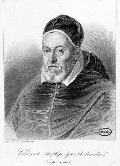 Paavi Klemens VIII muotokuva - kaiverrus tekijältä Unknown artist