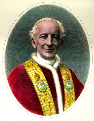 Muotokuva paavi Leo XIII:sta (Leone XIII), joka valittiin vuonna 1878 ja kuoli vuonna 1903. tekijältä Unknown artist