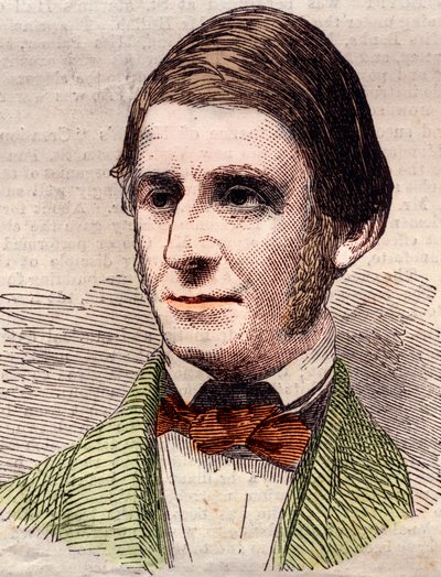 Muotokuva Ralph Waldo Emersonista (1803-1882), esseisti, filosofi, yhdysvaltalainen runoilija. Kaiverrus 20. maaliskuuta 1858 julkaistuun kuvitettuun London News -lehteen. tekijältä Unknown artist