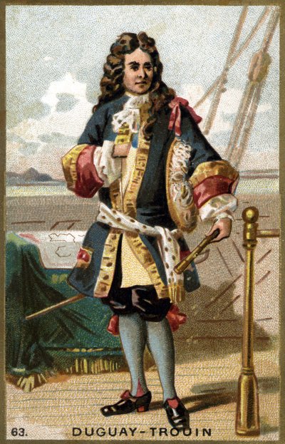 Muotokuva Rene Duguay Trouinista (Duguay-Trouin) (Rene Trouin du Gue dit) (1673-1736), ranskalaisesta merimiehestä. 1800-luvun kromolitografia. tekijältä Unknown artist